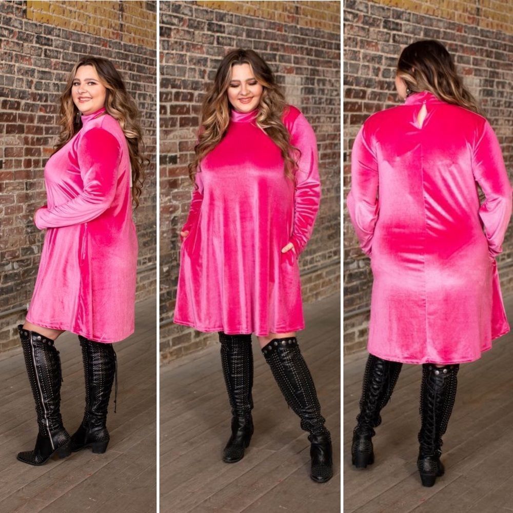 Last One! Pink Velvet Dress 3X Plus Size